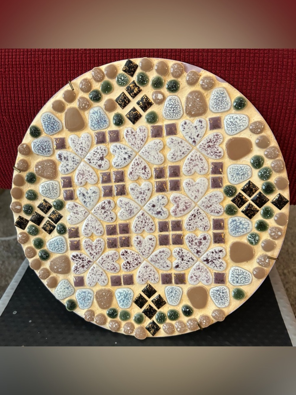 Round Metallic Pink Wall Plate with Hanging Springs